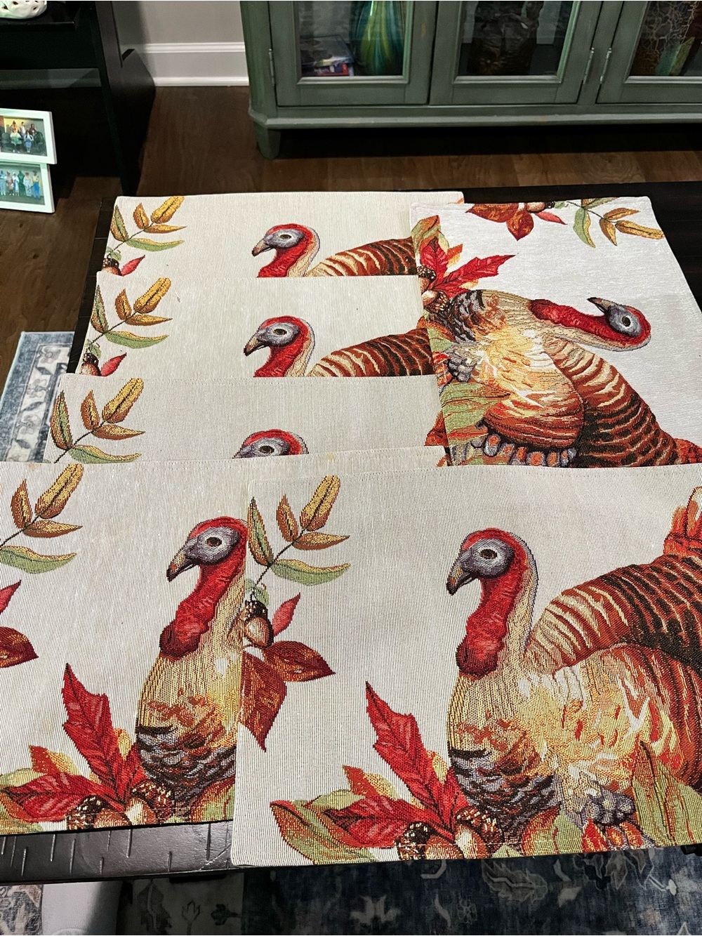 Croft & barrow Thanksgiving Turkey Placemats - Red, Brown & Cream set of 6